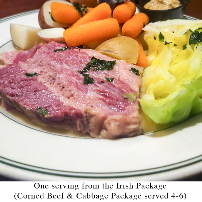 Corned beef, cabbage, and vegetables.